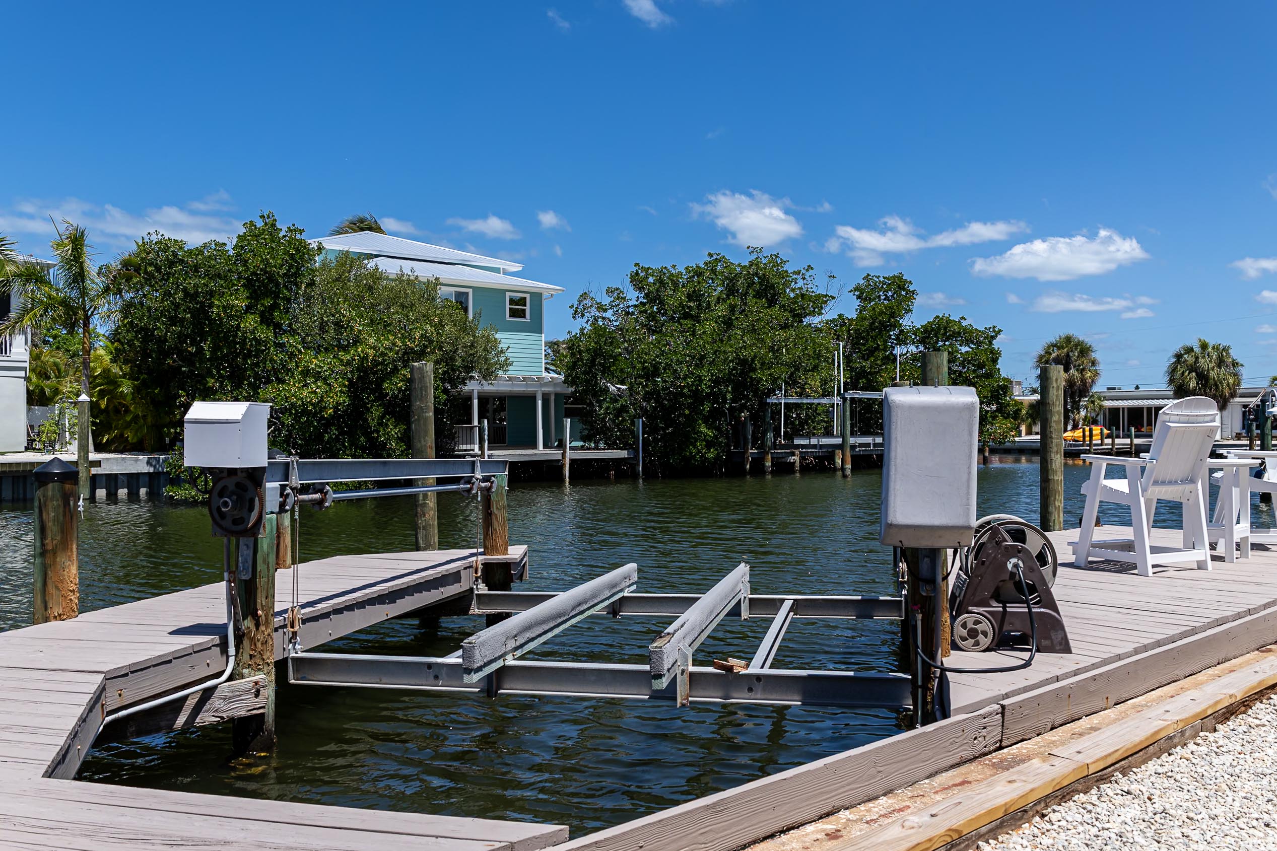 Private boat dock on Holmes Beach waterway
